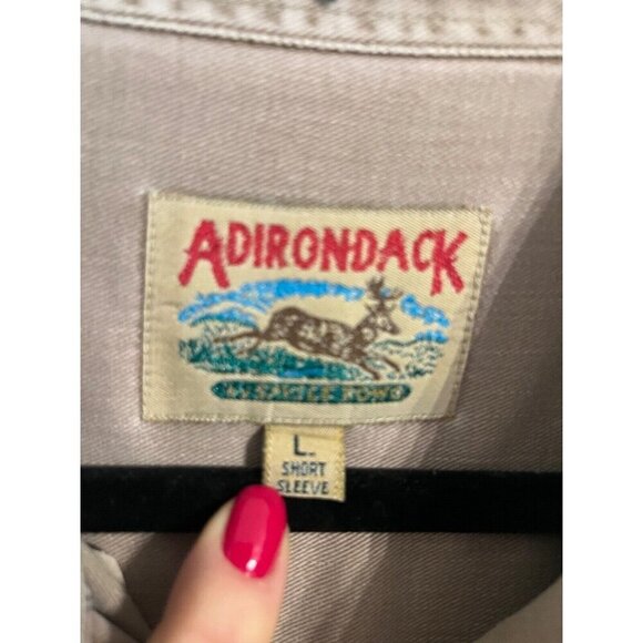 Adirondack Outdoors Shirt Khaki L Sportsman Fishing Neutral Retro Hunting - Picture 3 of 12